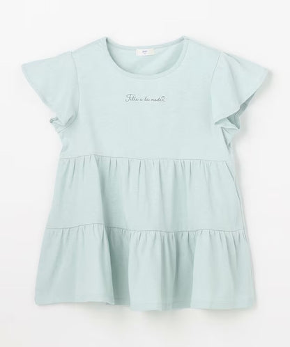 日本童裝 aF#a325 接觸冷感 小飛袖上衣 90-150cm 女童款 夏季 TOPS