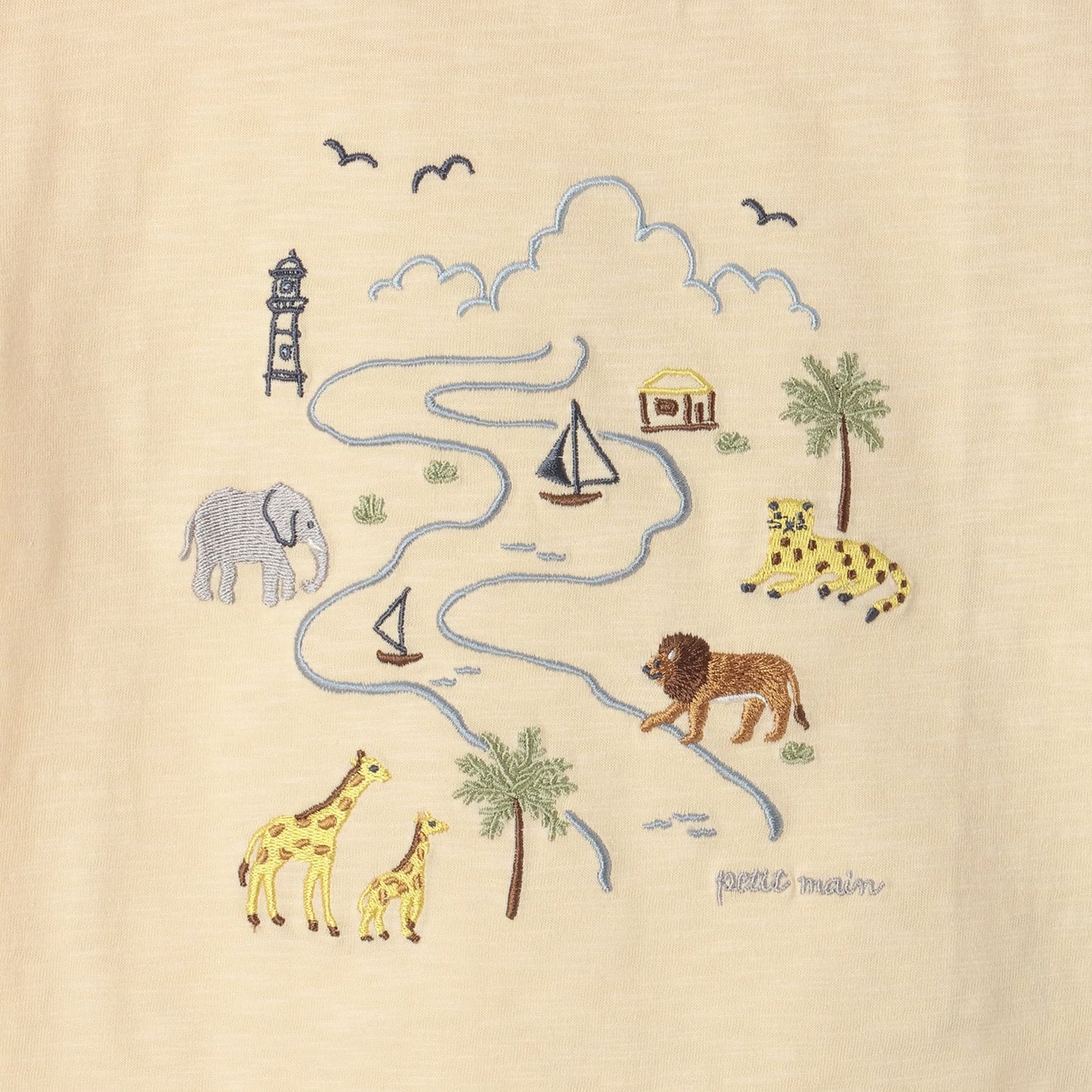 日本童裝 pe#main 野生動物園刺繡短袖上衣 80-130cm 男童款 初生嬰兒 夏季 TOPS
