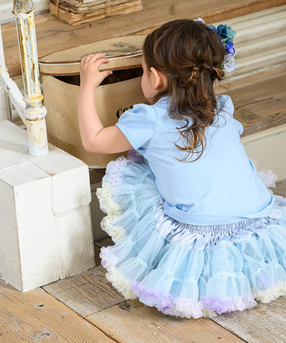 日本童裝 panpantutu 2Way雙面 藍色花瓣 tutu裙 70-135cm 女童款 初生嬰兒 夏季 SKIRTS
