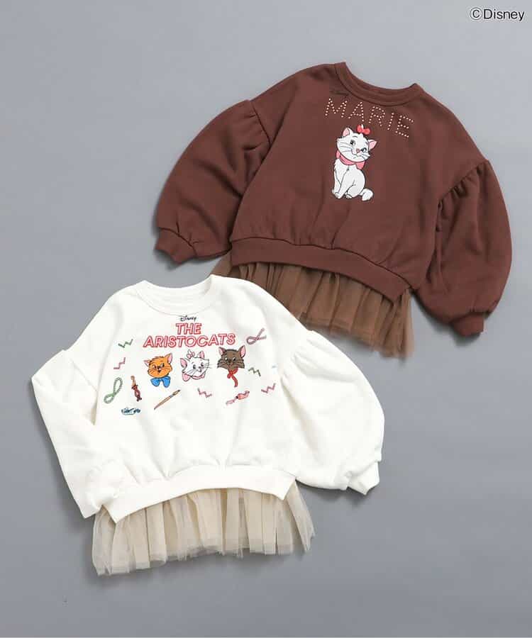 日本童裝 BREEZE x Disney Marie 拼紗衛衣 90-140cm 女童款 冬季 Tops