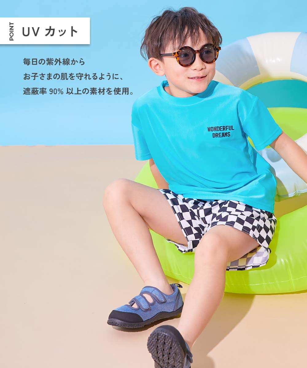 日本童裝 dev!rock 防UV 印花短袖沙灘兩件套裝 100-160cm 男童款 夏季 TOPS PANTS 夏日玩水泳衣特輯