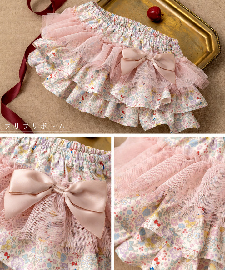 日本童裝 panpantutu x Sanrio Hello Kitty 可繡名 口水巾＋抽繩袋＋裙褲 三件套裝 女童款 初生嬰兒 夏季 PANTS 日常用品