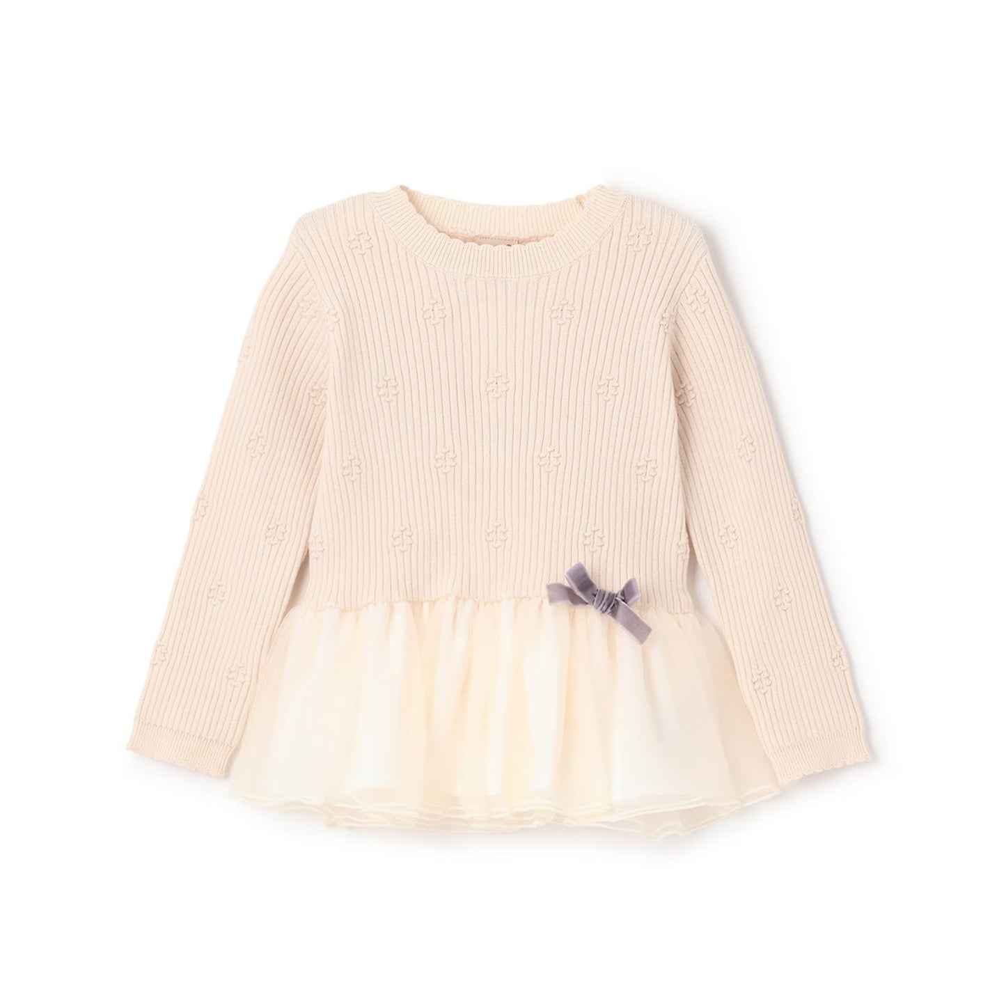 日本童裝 pe#main 針織薄紗收腰上衣 80-130cm 女童款 冬季 TOPS