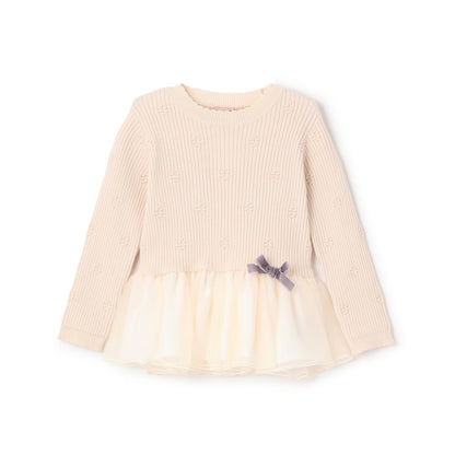 日本童裝 pe#main 針織薄紗收腰上衣 80-130cm 女童款 冬季 TOPS