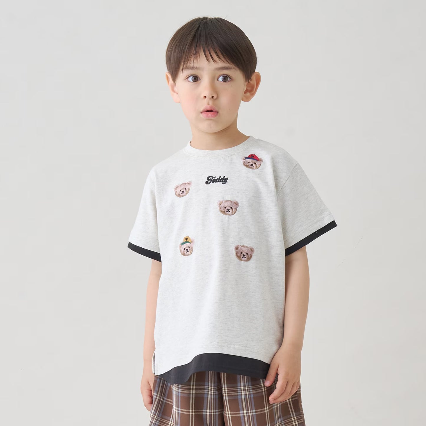 日本童裝 b・R# 假兩件刺繡圖案上衣 90-140cm 男童款 夏季 TOPS