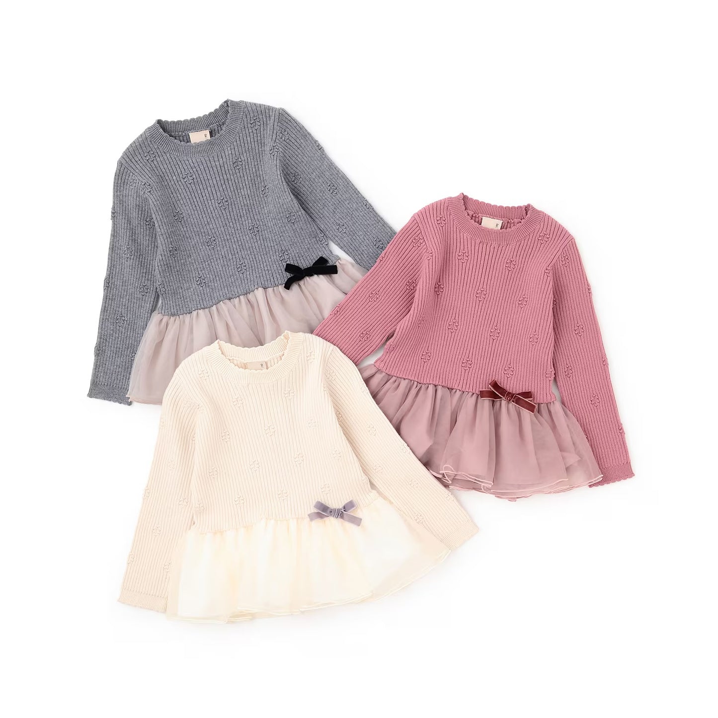 日本童裝 pe#main 針織薄紗收腰上衣 80-130cm 女童款 冬季 TOPS