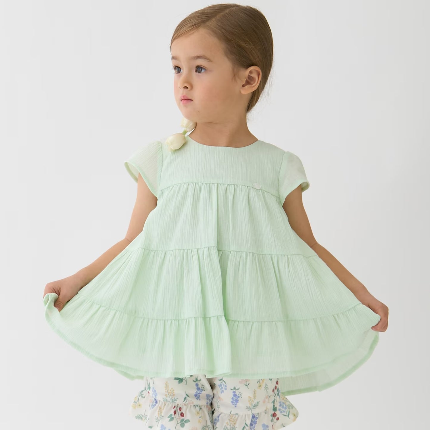 日本童裝 pe#main 接觸冷感 楊柳裙邊長衫 80-130cm 女童款 夏季 TOPS