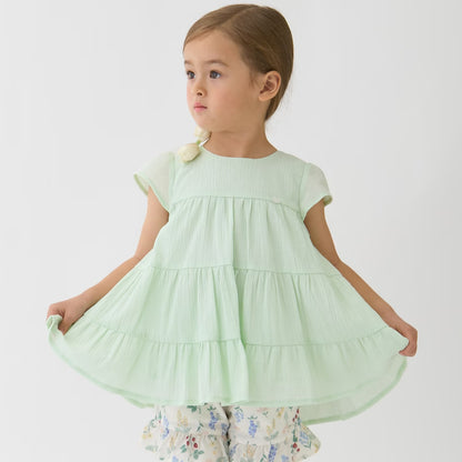 日本童裝 pe#main 接觸冷感 楊柳裙邊長衫 80-130cm 女童款 夏季 TOPS