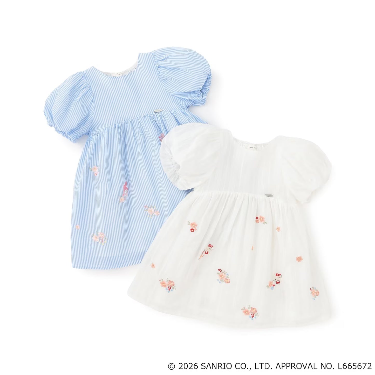 日本童裝 pe#main x 【Sanrio】刺繡圖案連身裙 90-130cm 女童款 夏季 DRESSES