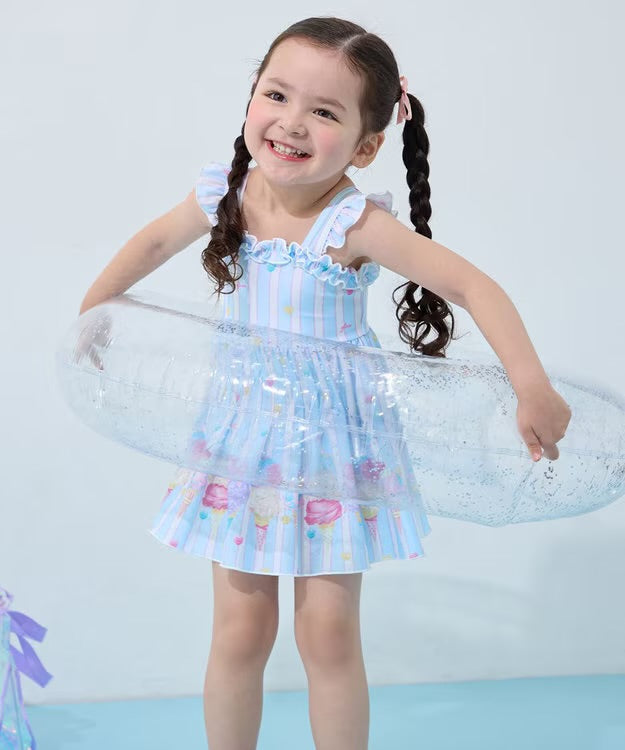 日本童裝 aF#a325 防UV 連身泳衣 100-140cm 女童款 夏季 夏日玩水泳衣特輯