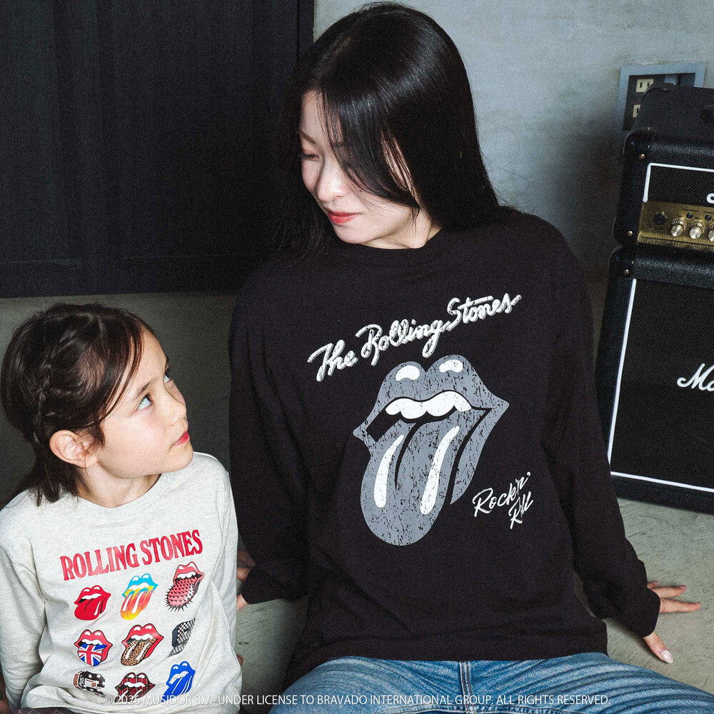 日本童裝 Slap Slip x The Rolling Stones 前後印花長袖上衣 Free Size 大人款 秋季 TOPS 其他品牌童裝