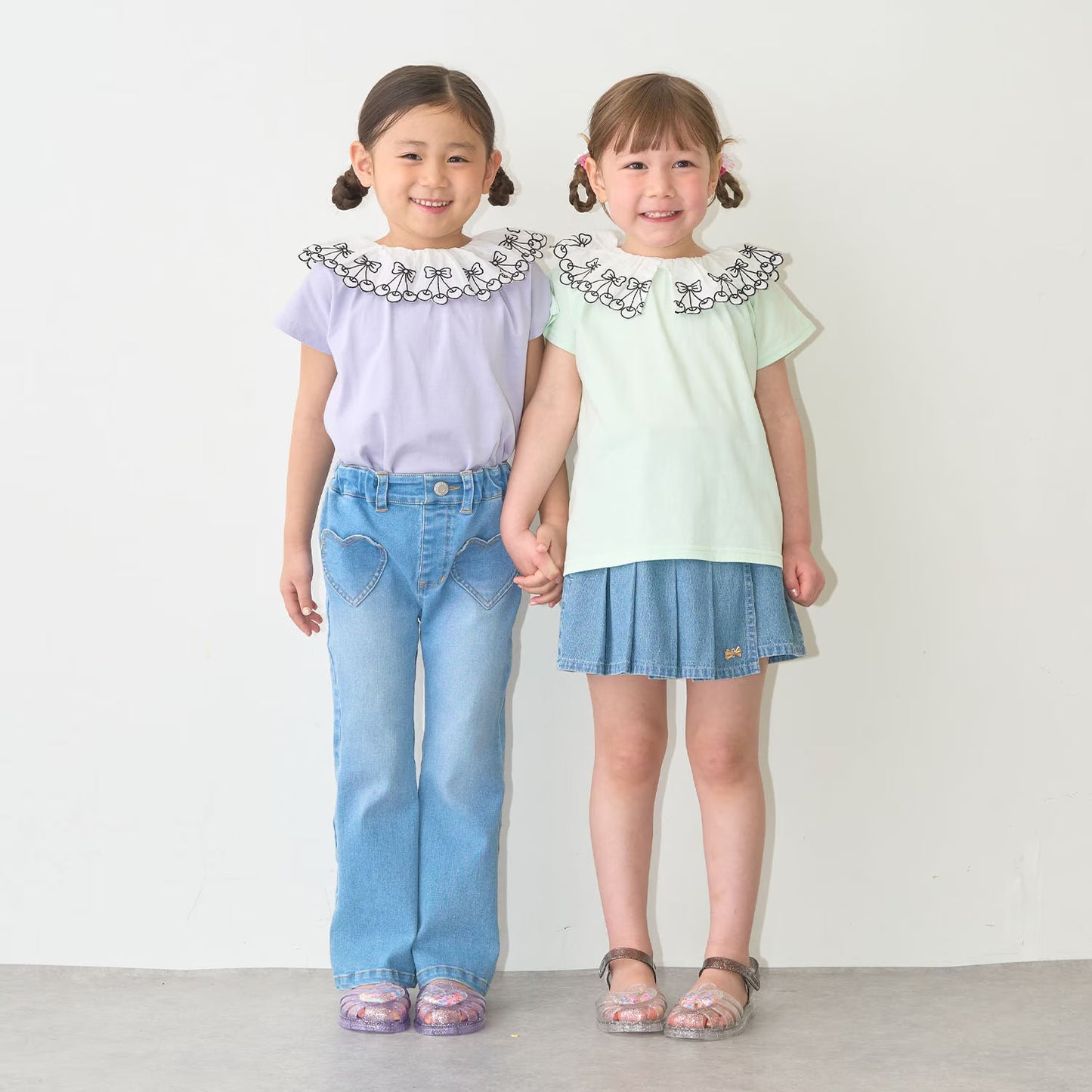 日本童裝 Ly# mine 2Way 前後兩著 接觸冷感 防UV 不易變形 蕾絲領上衣 100-150cm 女童款 夏季 TOPS