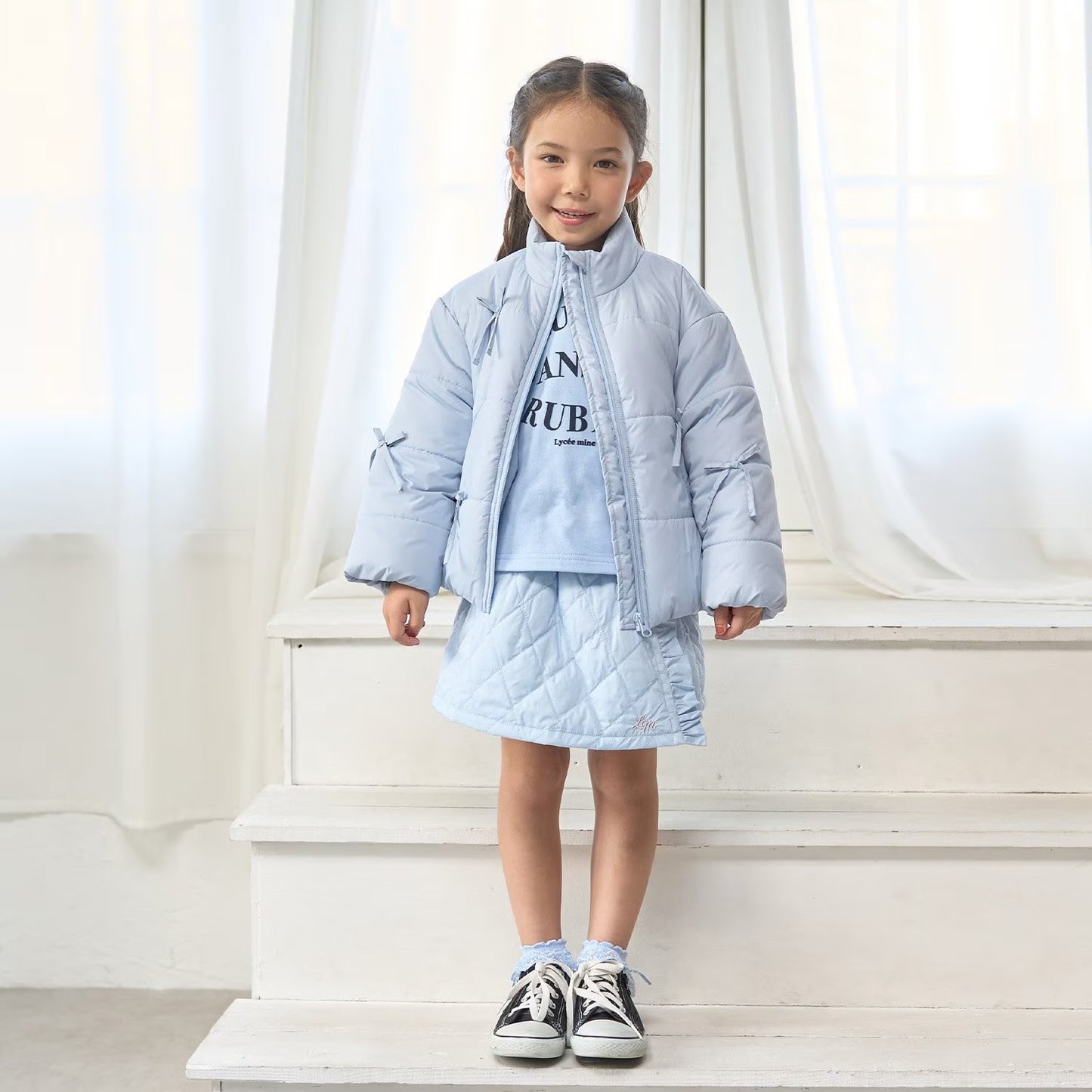 日本童裝 Ly# mine 蝴蝶結夾棉外套 100-150cm 女童款 冬季 (適合寒冷天氣、溫度低天氣）OUTERWEAR