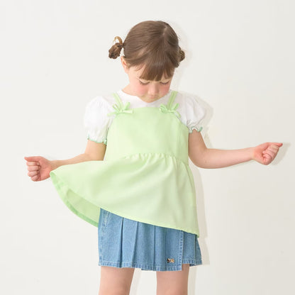 Japanese children's clothing Ly# mine tank top and shorts set 100-150cm girls summer TOPS PANTS 