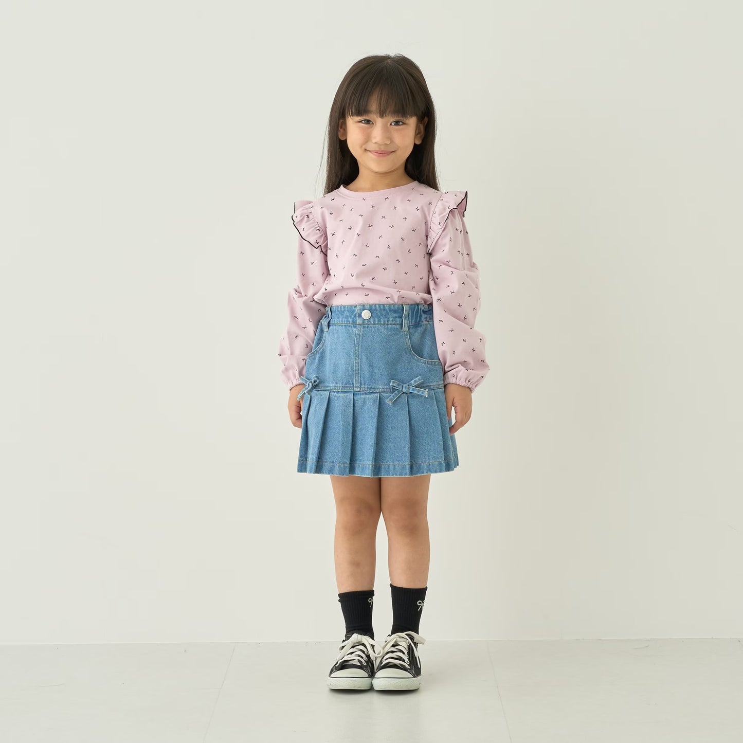 日本童裝 Ly# mine 牛仔百摺裙 100-140cm 女童款 秋季 SKIRTS