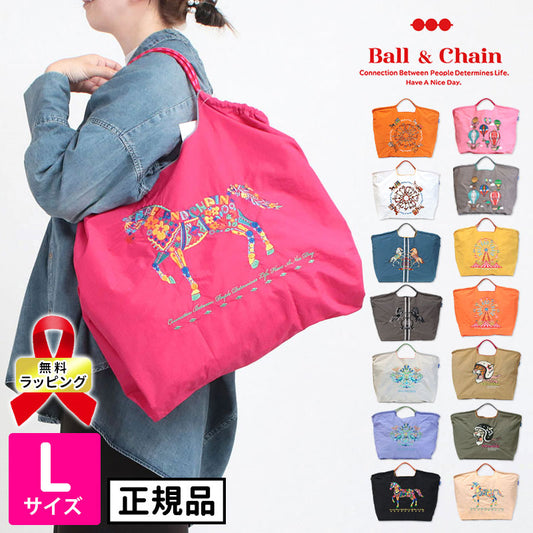 Ball&amp;Chain Embroidered Eco Bag Size L Bag Series Direct from Japan 