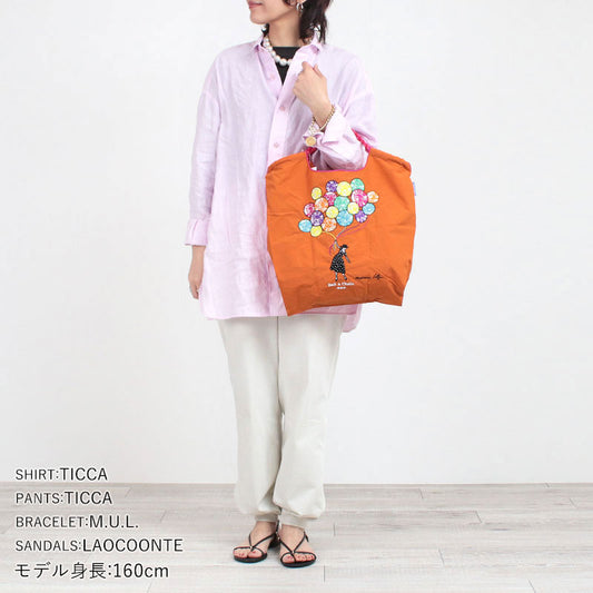 Ball&amp;Chain Embroidered Eco Bag Size M Bag Series Direct from Japan 