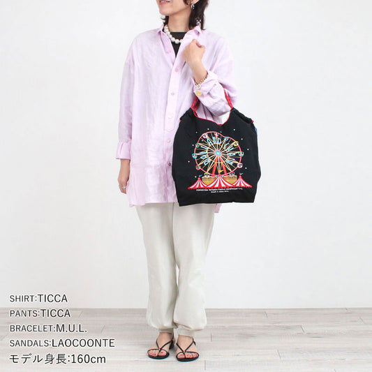 Ball&amp;Chain Embroidered Eco Bag Size M Bag Series Direct from Japan 
