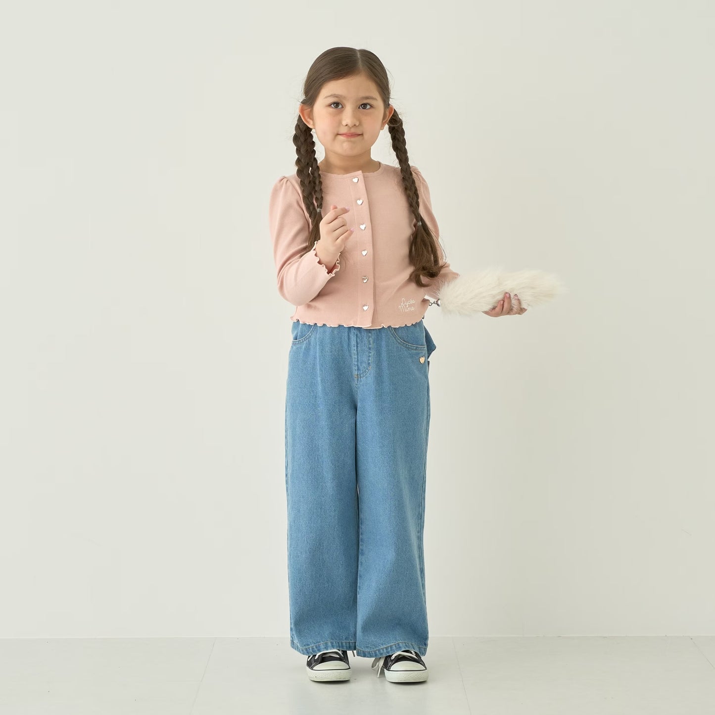 日本童裝 Ly# mine 心型紐扣羅紋外套 100-140cm 女童款 秋季 TOPS OUTERWEAR
