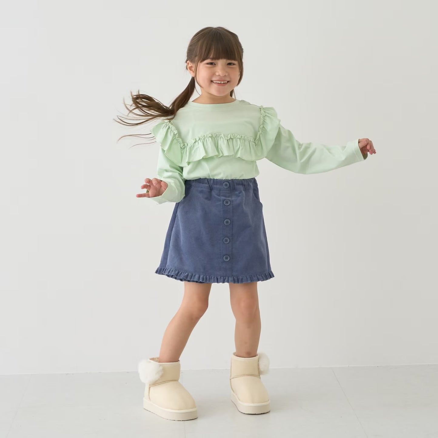 日本童裝 Ly# mine 荷葉邊燈芯絨裙褲 100-140cm 女童款 秋季 PANTS