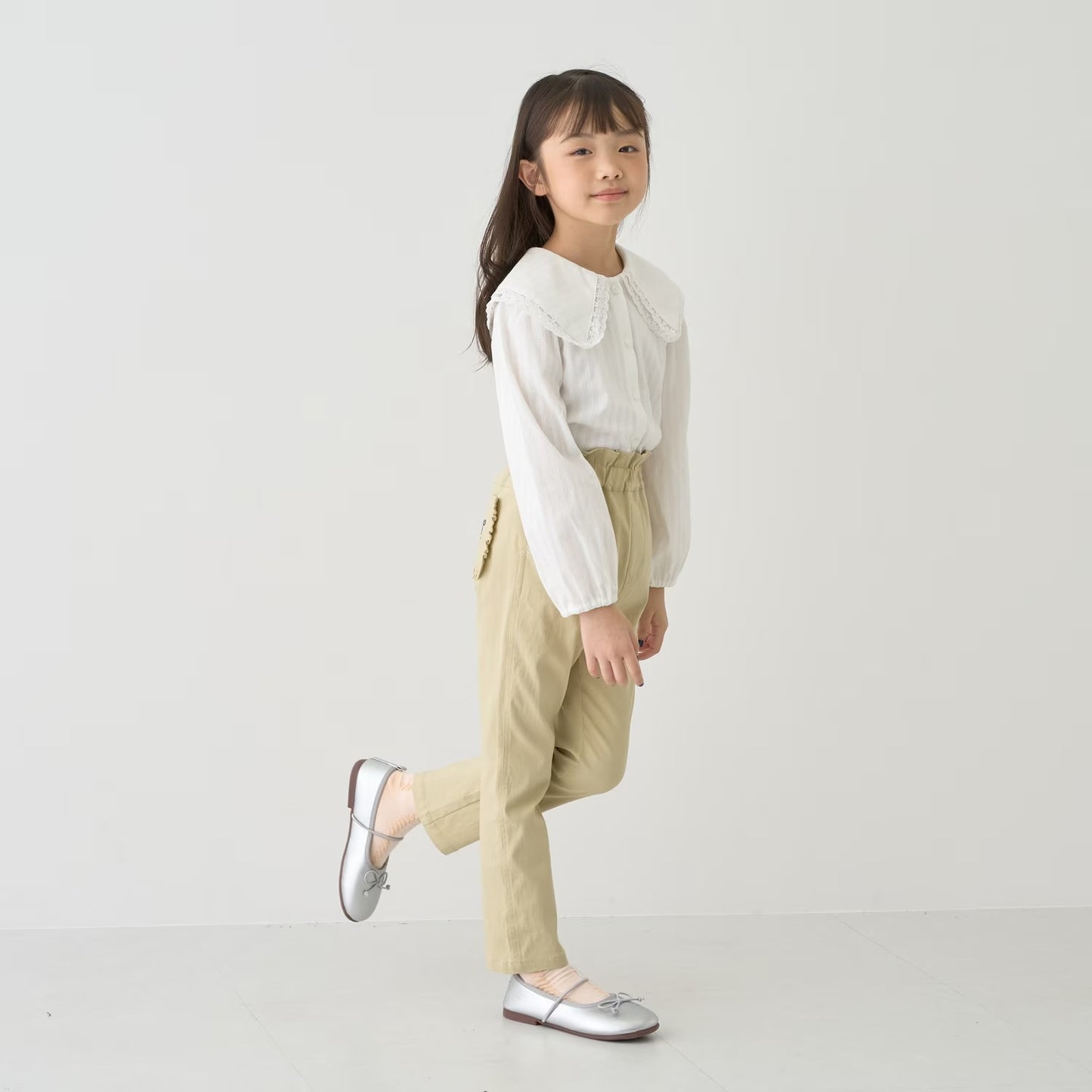 日本童裝 Ly# mine 荷葉邊口袋彈力長褲 100-140cm 女童款 秋季 PANTS