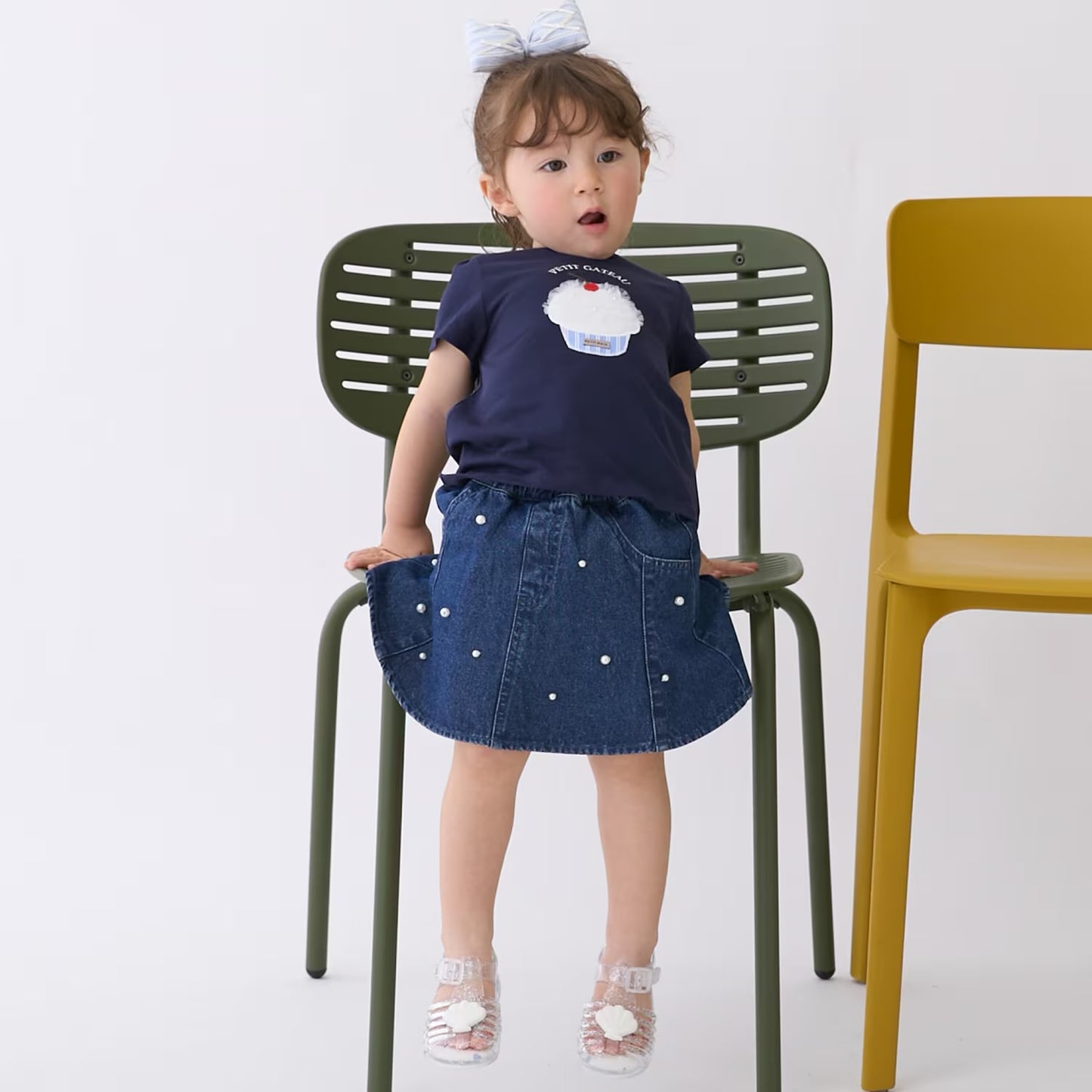 日本童裝 pe#main 珍珠牛仔短裙 80-130cm 女童款 夏季 SKIRTS