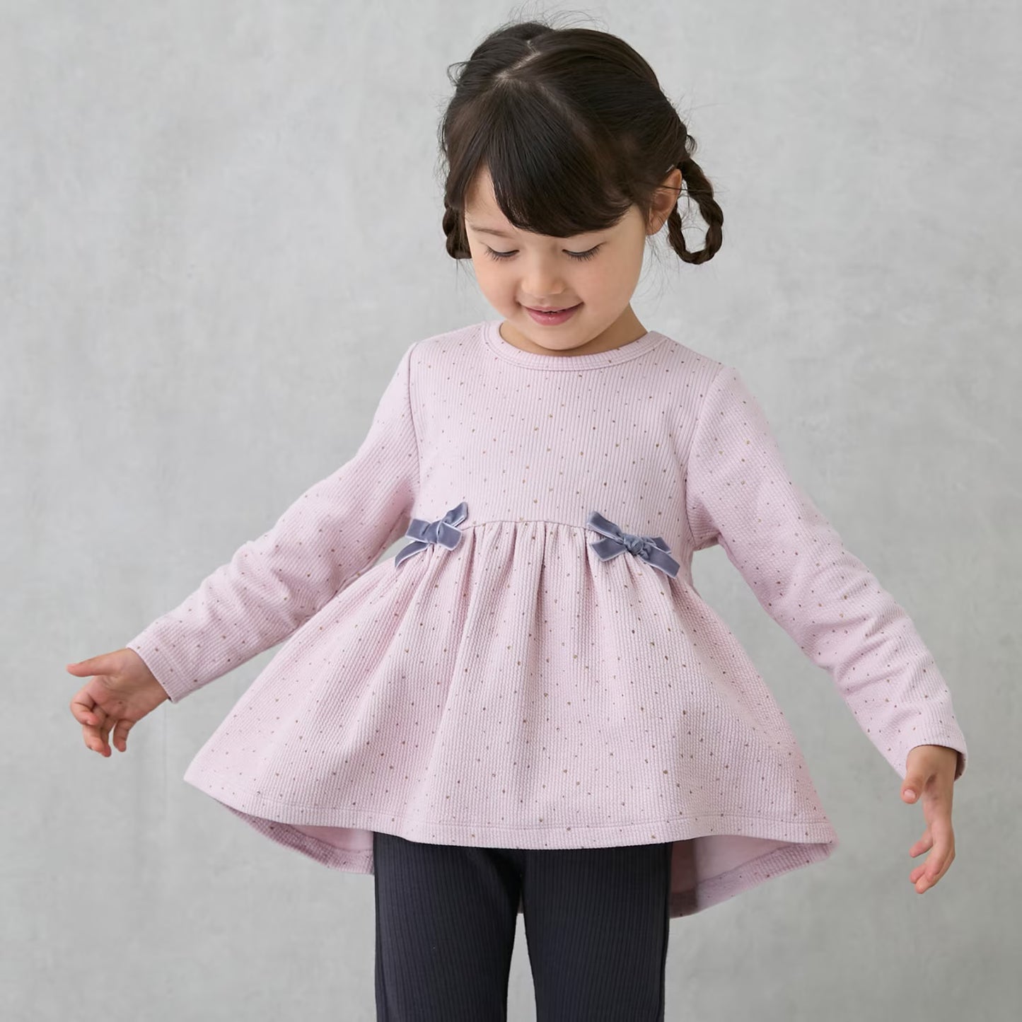 日本童裝 pe#main 抓毛蝴蝶結上衣 80-130cm 女童款 冬季 TOPS