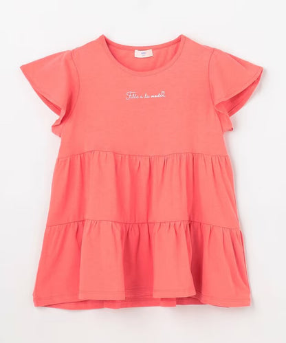 日本童裝 aF#a325 接觸冷感 小飛袖上衣 90-150cm 女童款 夏季 TOPS