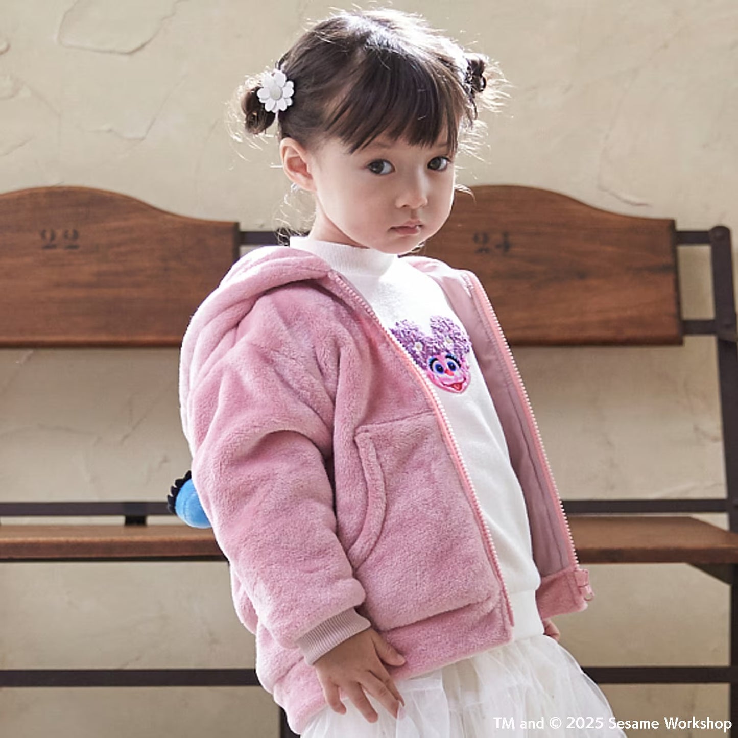 日本童裝 pe#main x SESAME STREET 芝麻街毛毛外套 80-130cm 男童款/女童款 冬季 OUTERWEAR 聖誕紅/新年紅