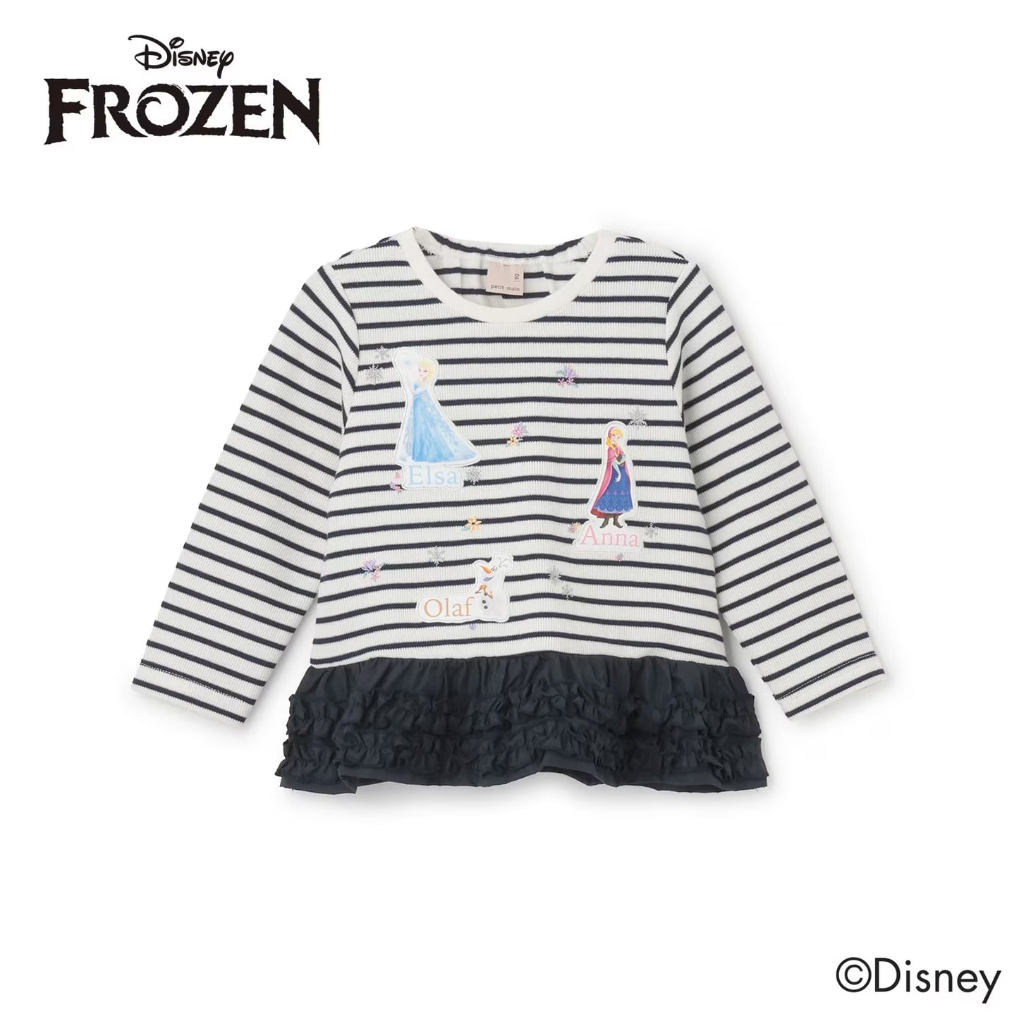 日本童裝 pe#main x Disney Frozen花邊上衣 80-130cm 女童款 冬季 TOPS