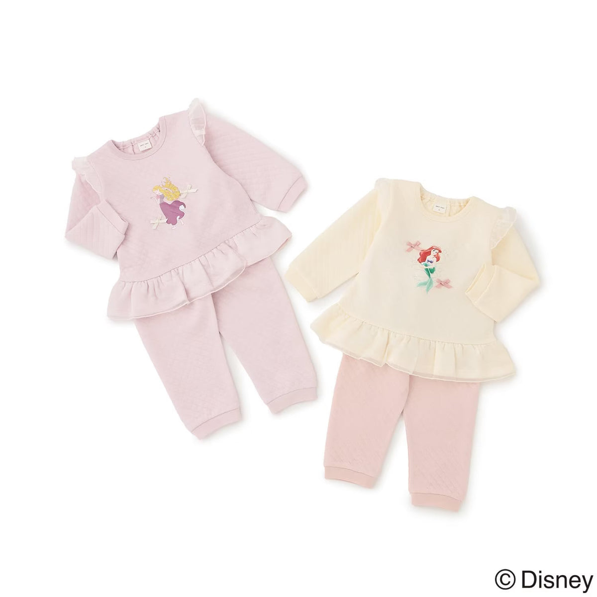 日本童裝 pe#main x Disney Princess 太空棉睡衣 90-130cm 女童款 秋季 TOPS PANTS 睡衣系列