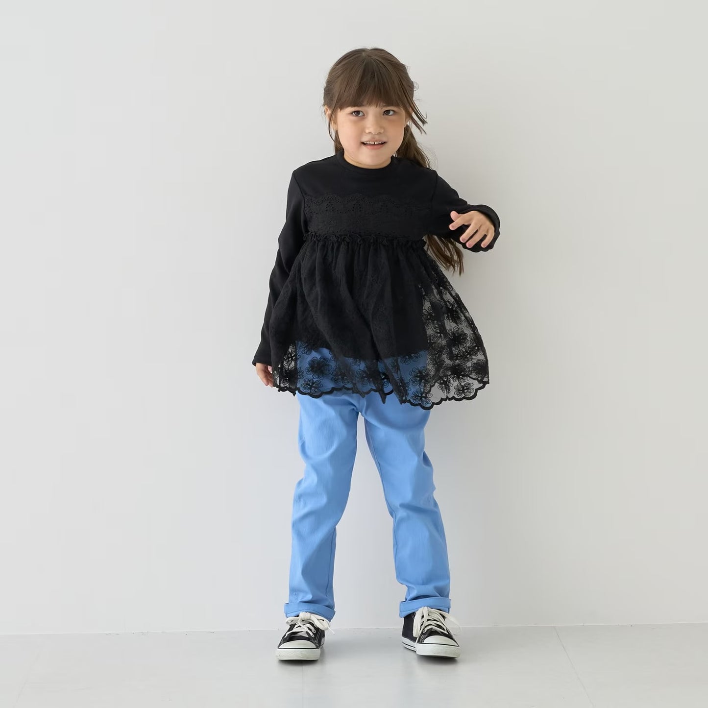 日本童裝 Ly# mine 荷葉邊口袋彈力長褲 100-140cm 女童款 秋季 PANTS