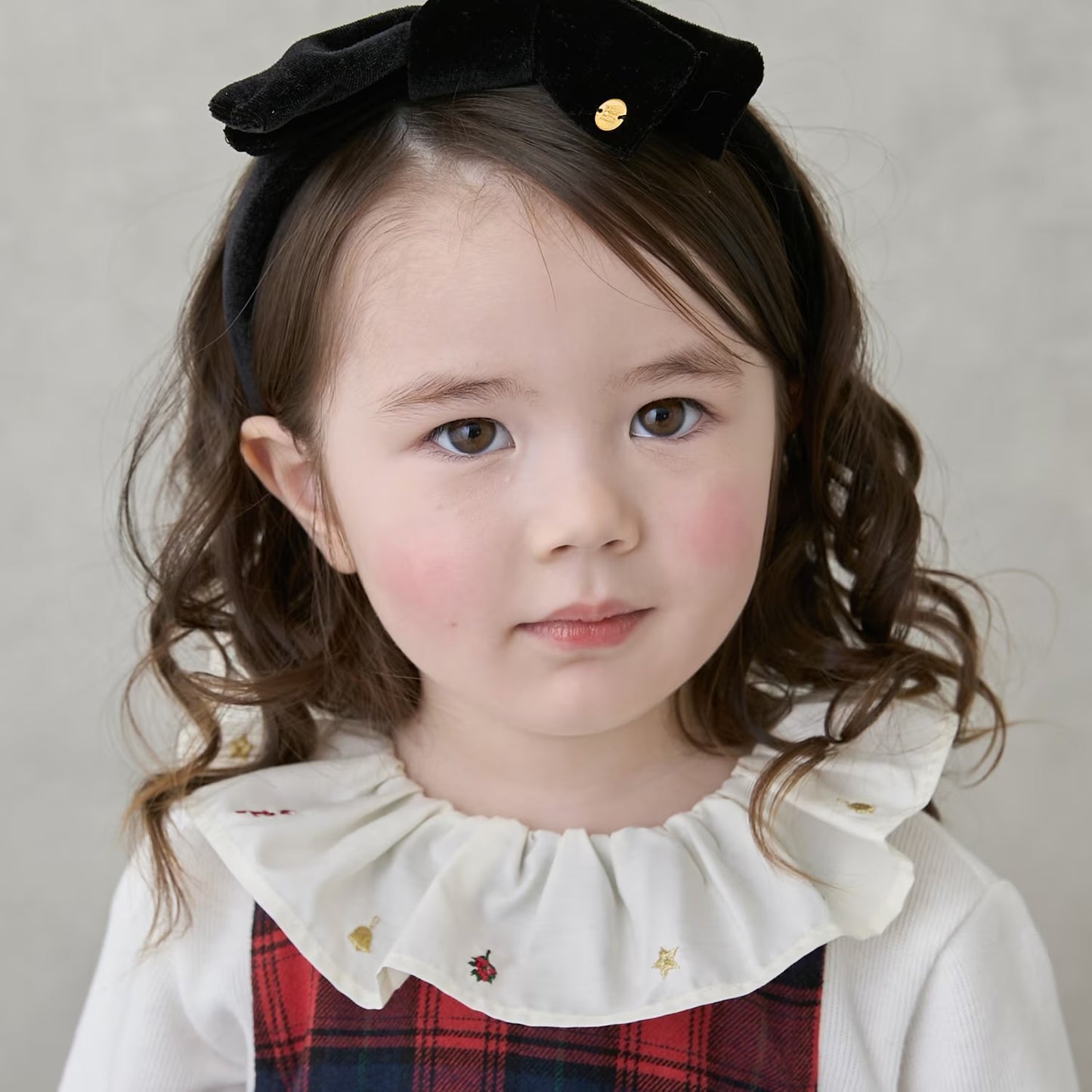 日本童裝 pe#main 假兩件格仔連身裙 80-130cm 女童款 冬季 DRESSES 面試/宴會/表演 聖誕紅/新年紅