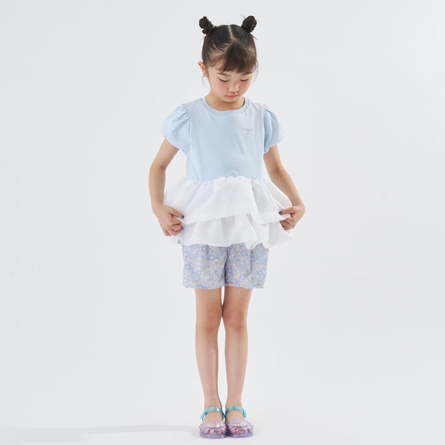 日本童裝 Ly# mine 歐根紗拼接上衣 90-140cm 女童款 夏季 TOPS