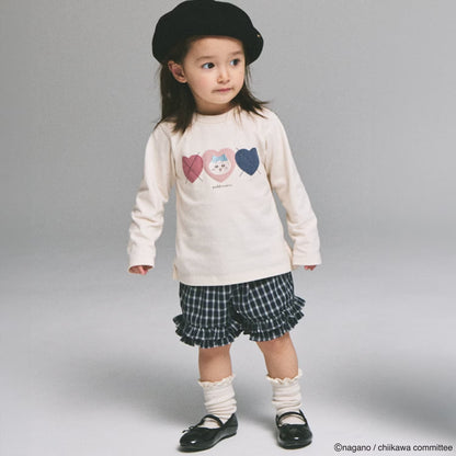 日本童裝 pe#main x【Chiikawa】菱形圖案長袖上衣 80-130cm 女童款 初生嬰兒 夏季 TOPS