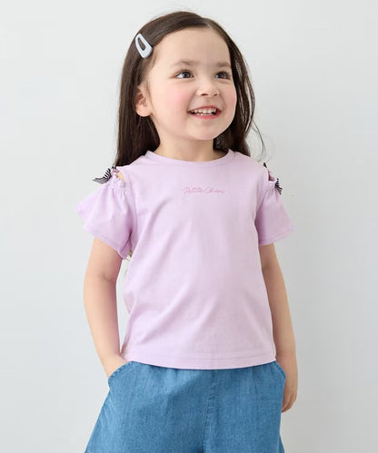 日本童裝 aF#a325 蝴蝶結露肩上衣 90-150cm 女童款 夏季  TOPS