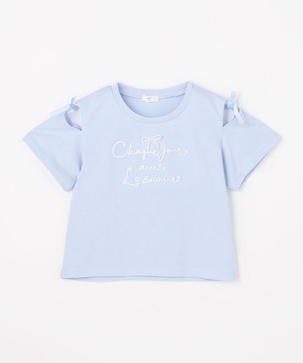 日本童裝 aF#a325 露肩刺繡上衣 110-160cm 女童款 夏季 TOPS