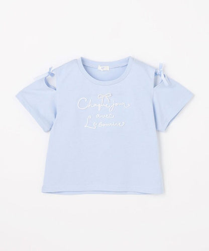 日本童裝 aF#a325 露肩刺繡上衣 110-160cm 女童款 夏季 TOPS