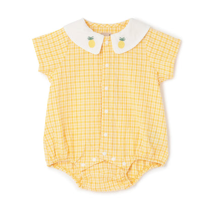 日本童裝 pe#main 水果領皺皺棉連衣 70-80cm 男童款/女童款 初生嬰兒 夏季 Jumpsuit