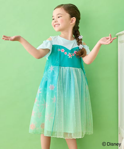 日本童裝 aF#a325 x Disney FROZEN Elsa連身裙 90-140cm 女童款 夏季 DRESSES