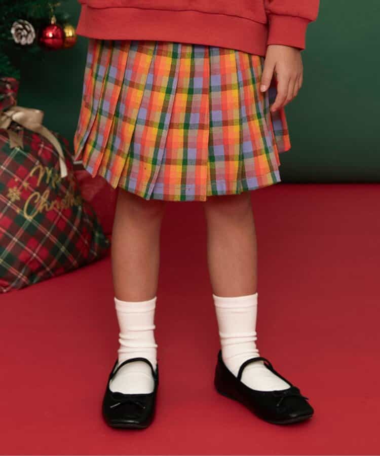 日本童裝 BREEZE 格仔百褶裙褲 80-140cm 女童款 冬季  SKIRTS PANTS Christmas 聖誕快樂特輯 聖誕服裝/飾物配件 聖誕紅/新年紅