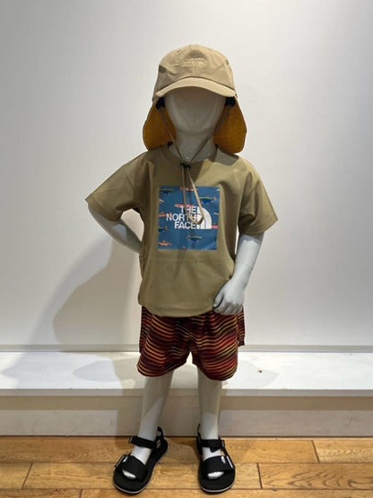 Japanese children's clothing TNF anti-UV sweat-absorbing quick-drying static care print top 100-120cm boys/girls summer TOPS 