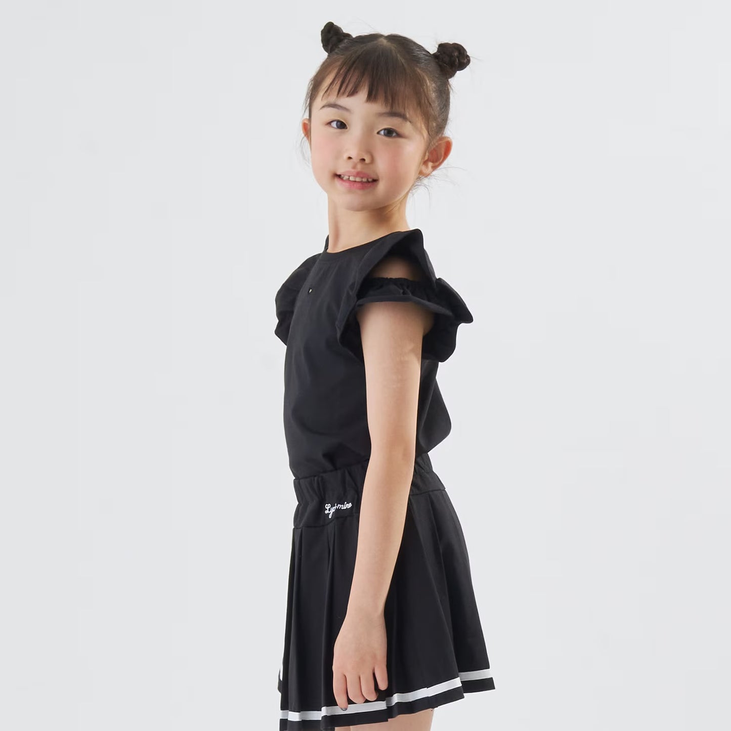 日本童裝 Ly# mine 2Way 前後兩著 隔熱布料 防UV 小飛袖上衣 100-140cm 女童款 夏季 TOPS