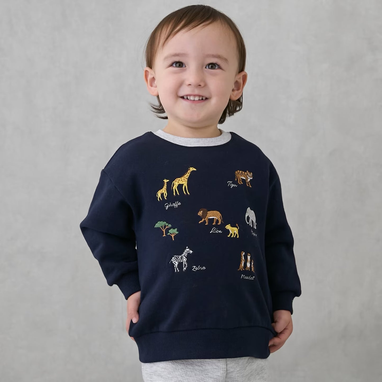 日本童裝 pe#main 動物刺繡衛衣 80-120cm 男童款 冬季 TOPS