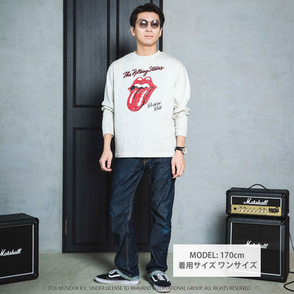 日本童裝 Slap Slip x The Rolling Stones 前後印花長袖上衣 Free Size 大人款 秋季 TOPS 其他品牌童裝