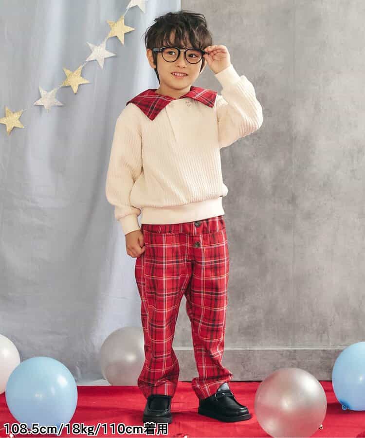 日本童裝 apres les cours 格仔長褲 80-130cm 男童款 冬季 Pants 聖誕紅/新年紅