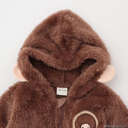 日本童裝 pe#main x Monchhichi 毛毛連衣及口水巾 70-80cm 男童款/女童款 初生嬰兒 秋季 Jumpsuit