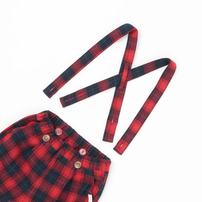 日本童裝 pe#main 上衣吊帶連體褲套裝 80-110cm 初生嬰兒 男童款 冬季 Jumpsuit 聖誕紅/新年紅