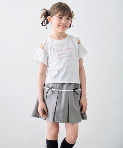 日本童裝 aF#a325 露肩刺繡上衣 110-160cm 女童款 夏季 TOPS