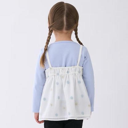 日本童裝 pe#main 刺繡花吊帶及上衣套裝 80-130cm 女童款 夏季 TOPS
